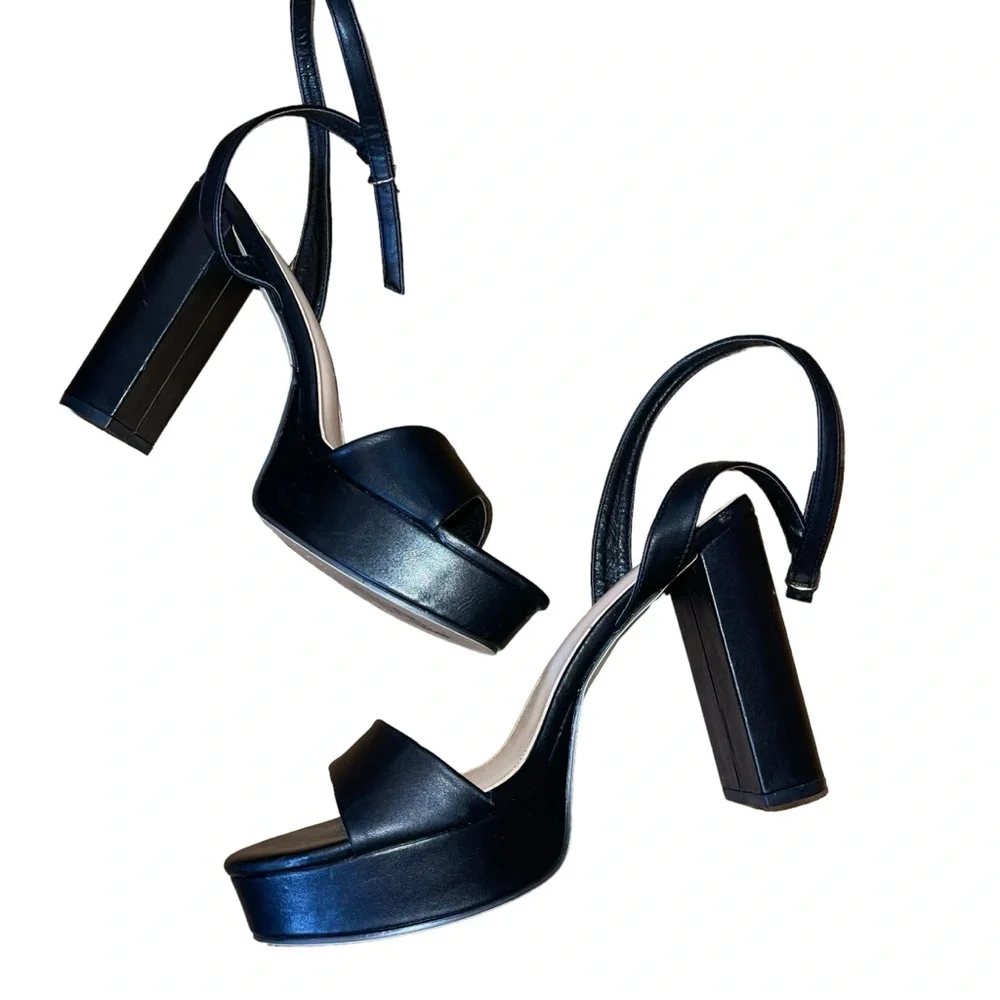 SHEIN Black Platform Sandals | Ankle Wrap Strappy Heels | Retro 70s | 9